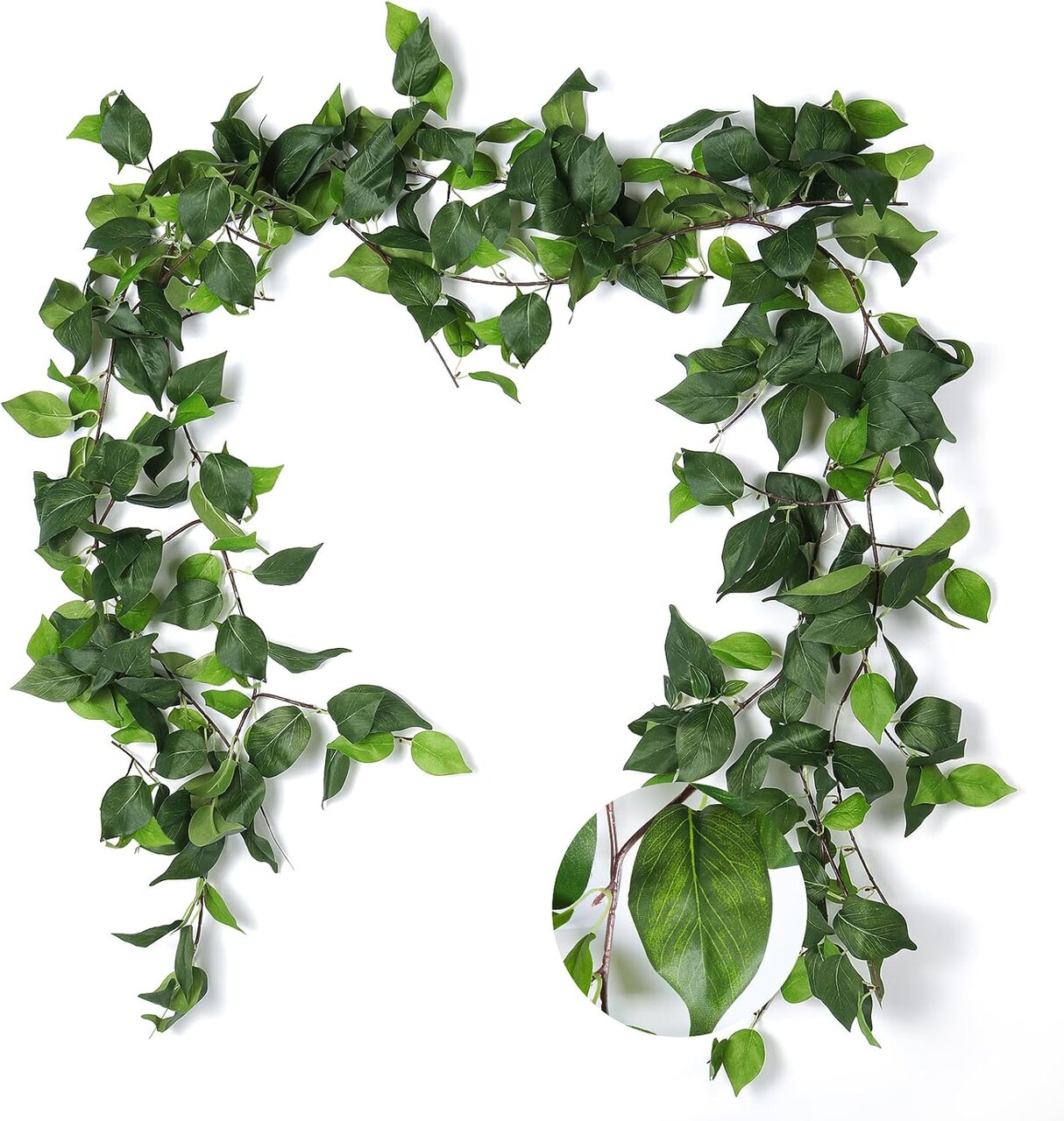 Artificial Vines Ivy Garland 3Pcs 6.3Ft Fake Green Leaves Ivy Garland Faux Hanging Plants Greenery Decor Artificial Vines for Home Outdoor Indoor Home Wall Garden Table Wedding Room Decor